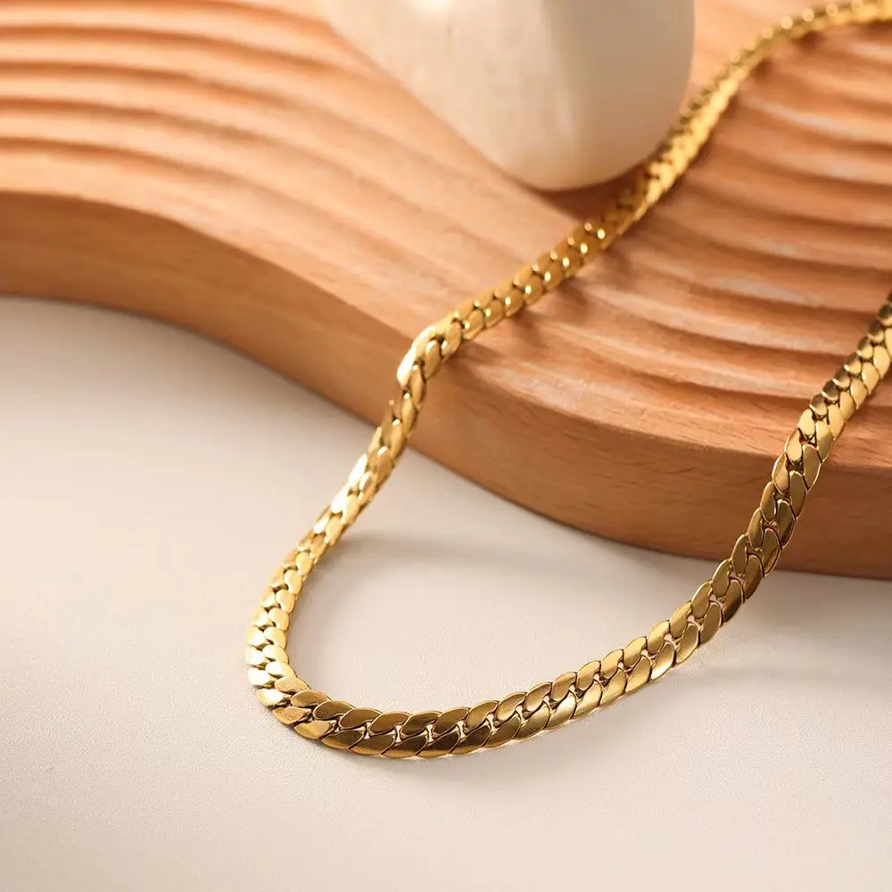 Collares de cadena lateral exquisitos de 5MM de oro de 18K de Plata de Ley 925 de 20-60CM para hombres y mujeres joyería fina de boda