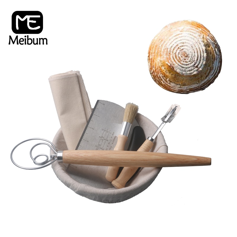 Meibum-cesta de pan Banneton de mimbre para fermentación, sartén de lino con forma redonda Brotform, herramientas para hornear