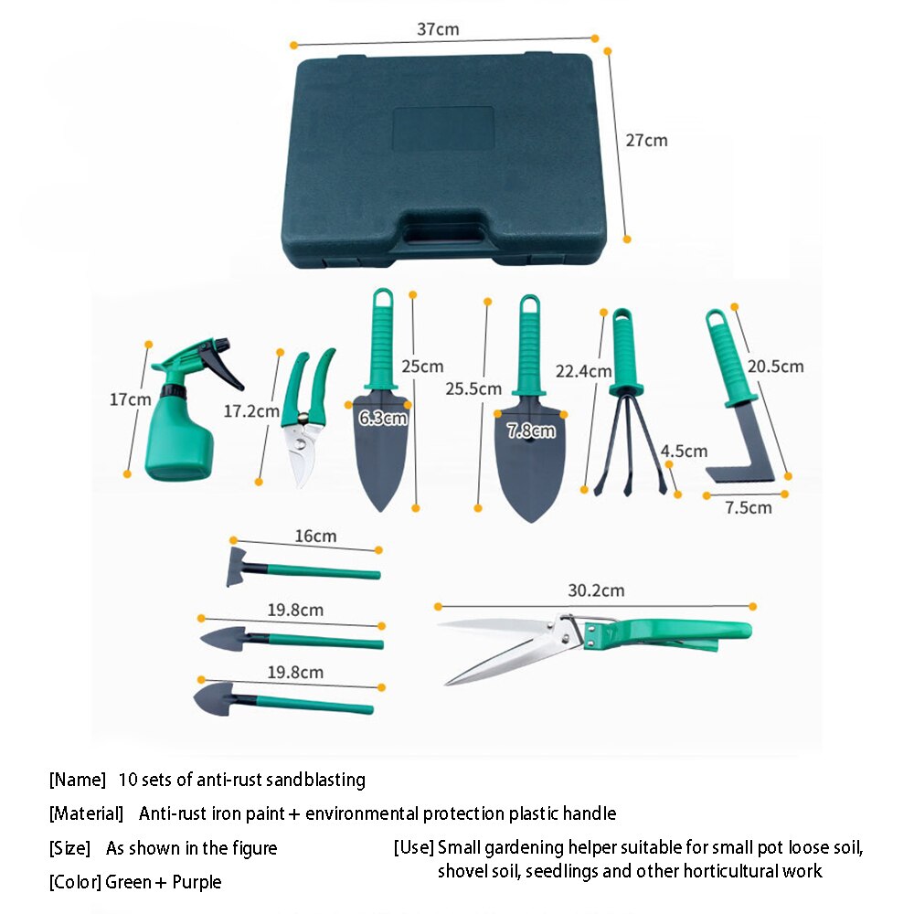 10pcs Garden Tools Case Anti-rust Lightweight Garden Tool Set Gardening Supplies Garden Tool Kit for Clipping Weeding Digging
