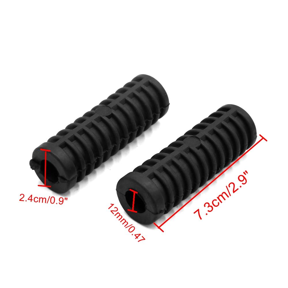 Uxcell 2pcs 12mm Diameter Rubber Nonslip Footrest Pedal Foot Peg Cover Shell Black for Motorcycle