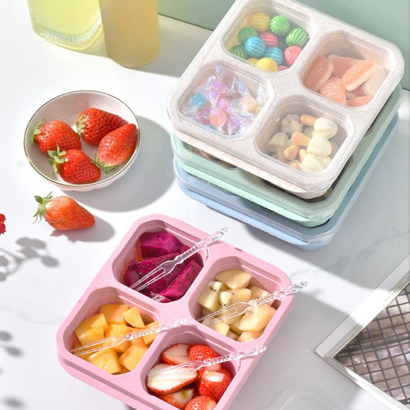 1pc Snack Container, Divided Bento Box Lunch Box With Transparent Lid, Reusable Meal Lunch Container For Home Office Travel