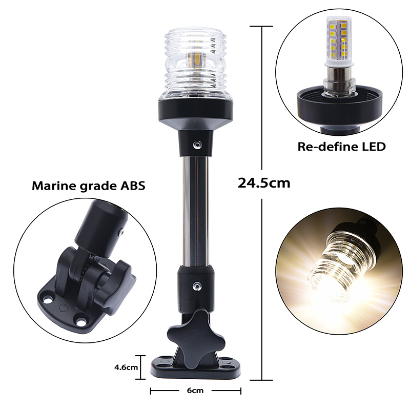 12 Inch Fold Down Boat Navigation Light LED Navigation Light 12~24V Fit Boat Marine Stern Anchor Sailing Signal Light: 12 Inch Model A