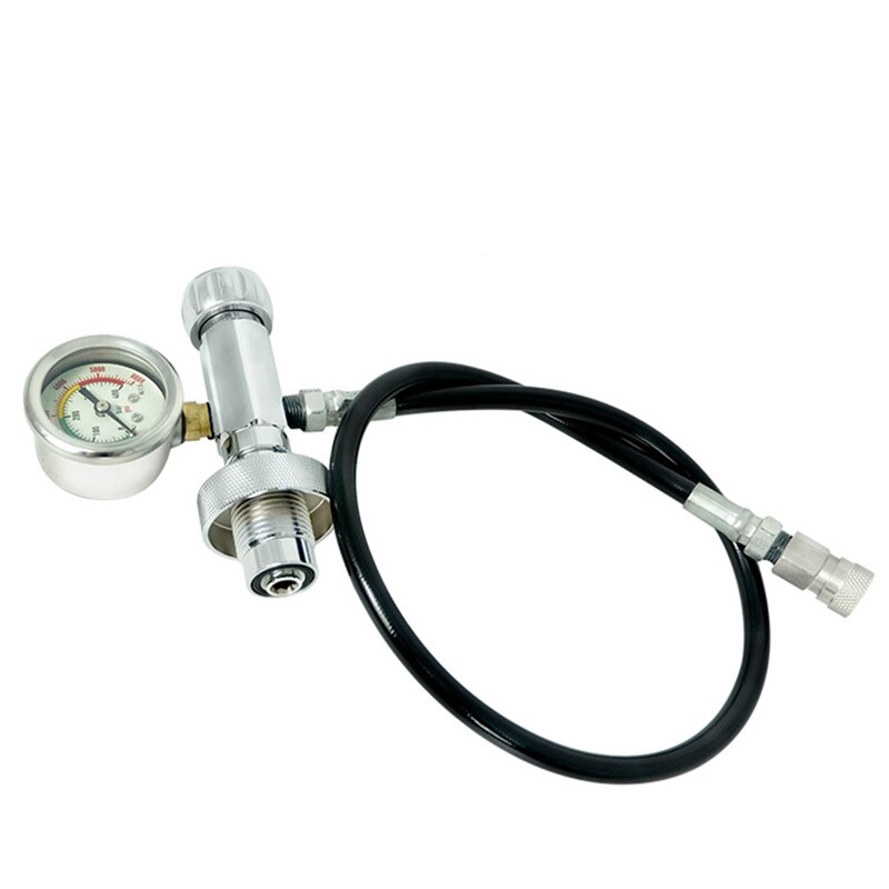 Scuba Diving 5000 PSI PCP Tank Dual Gauge Charging Valve SCBA Refill Station with 6000 Psi Gauge 60cm Hose