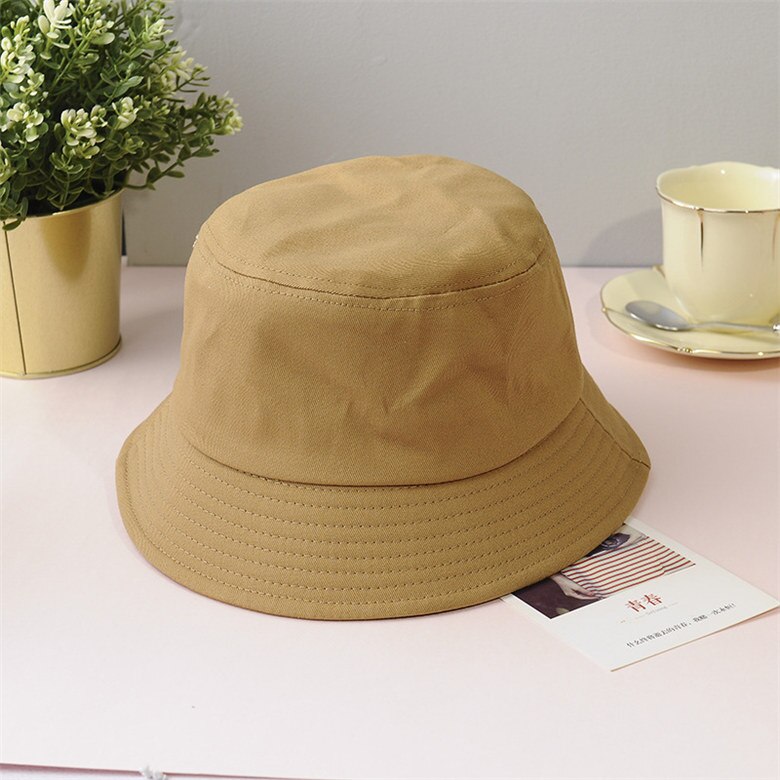 Nuovi cappelli a secchiello in cotone Unisex donna estate protezione solare cappello Panama uomo colore puro Sunbonnet fedora cappello da pescatore all&#39;aperto cappello da spiaggia: Cachi / S