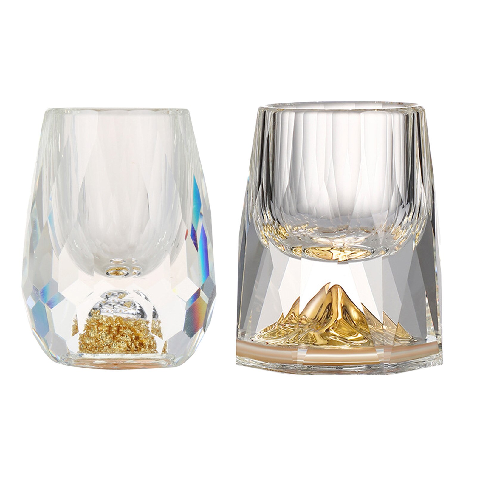 Shot Glass 15ml Gold Foil Chinese Style Spirits Glass Drinkware for