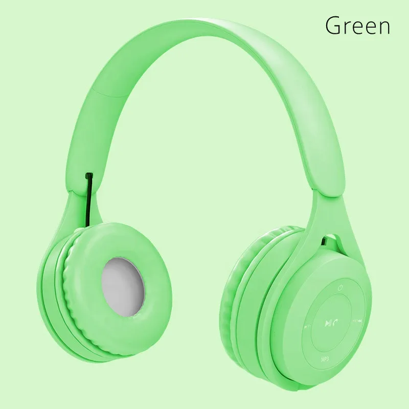 Børnehovedtelefoner trådløse bluetooth-øretelefoner stereo foldbare hjelme gaming headset over-ear hovedtelefoner til android ios: Grøn
