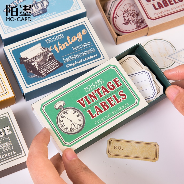 Juego de pegatinas de papelería Kawaii Vintage, etiqueta adhesiva, escuela, oficina, , álbum de recortes, 60 unids/paquete