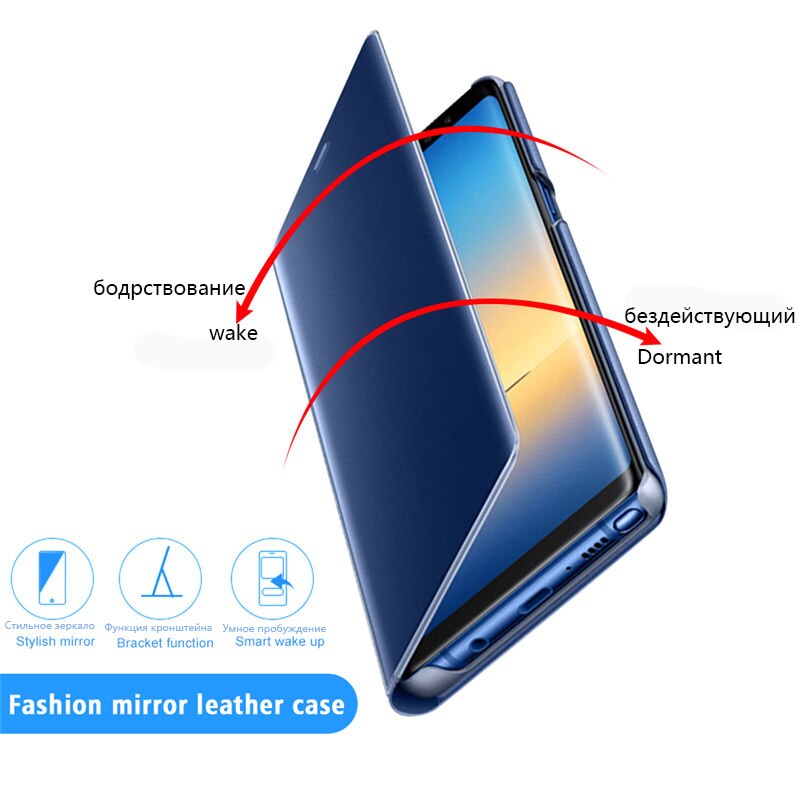 Spejlvisning smart flip taske til huawei honor view 10 luksus original magnetisk fundas honorv 10 v 10 bkl -l09 læder telefon cover
