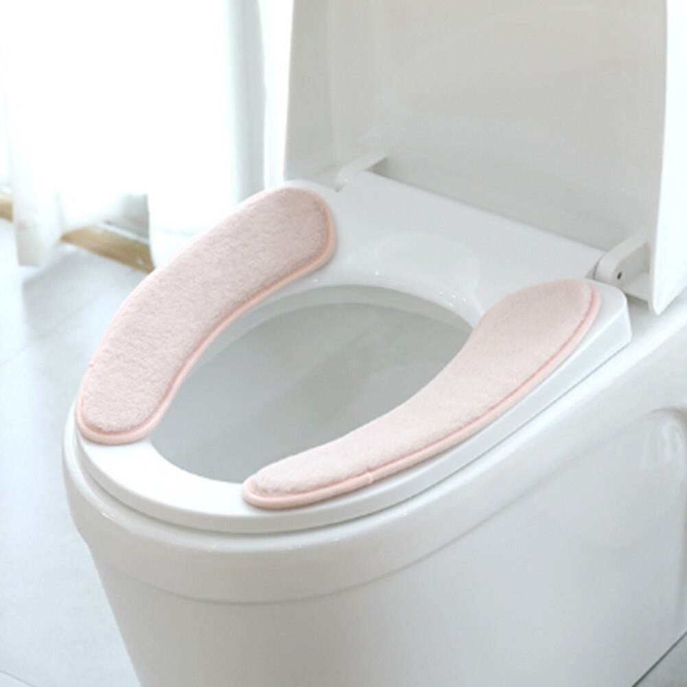 38 x 11cm toilet sædeovertræk varmere hukommelse toilet sæde pude skum vaskbar toilet sæde pad varmere pad: Lyserød