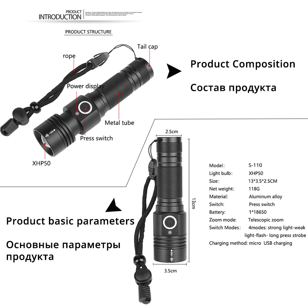 Super helle XHP50 LED Taschenlampe Mit bottom magnet Wasserdichte Taschenlampe Unterstützung zoom 4 Beleuchtung modi camping lampe