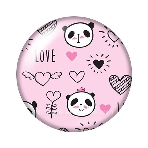 Lovely Panda 18mm snap buttons 10pcs mixed round photo glass cabochon style for snap button jewelry: DB1097-04