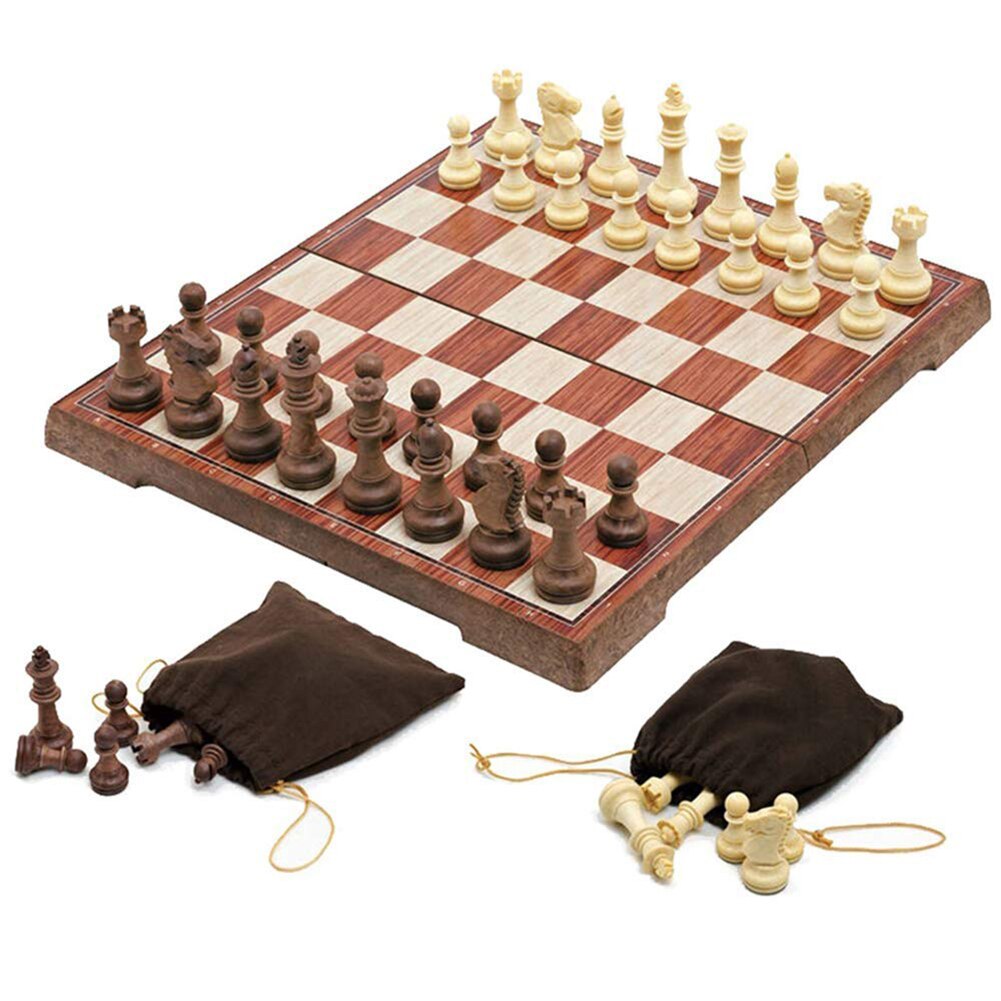 2 in 1 magnetiske internationale skakbrikker sæt skakbrætter brætspil skakbræt for begyndere voksne børn familie interaktive: 25 x 14 x 4cm