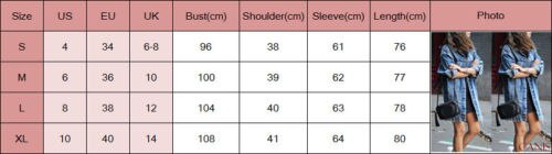 Blue Jean Jacket Women Denim Long Coat Ripped Jeans Coat Button Jacket Loose Spring Autumn Casual Outwear Streetwear
