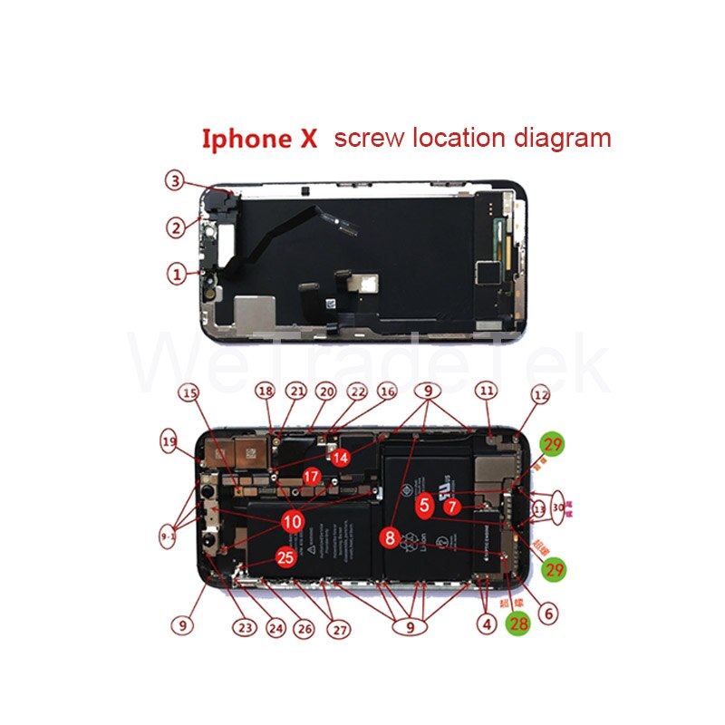 Full Screw Set for iPhone XS XSMAX XR X 6SP 6S 6P 6 Repair bolt Complete Kit Replacement Parts Screws Fix phone Accessories