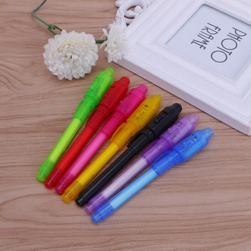 6Pcs/Set Invisible Ink Pen Built in UV Light For Pen Safety To Use K43B
