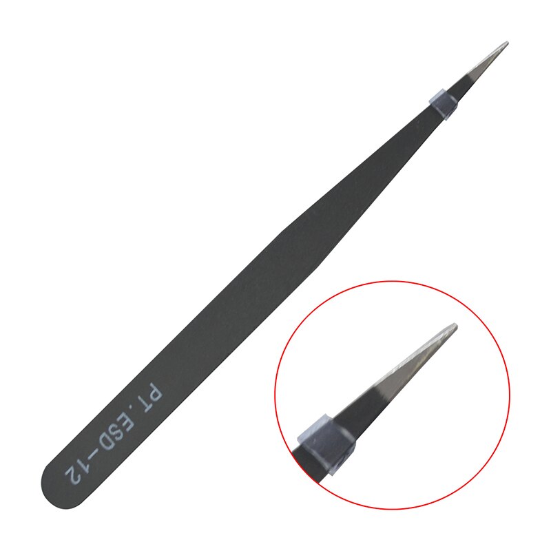 Rvs Tangen Pincet Voor Nail Sticker Rhinestone Picking Gereedschap Gebogen en Rechte Hoofd Pincet NBH: Straight