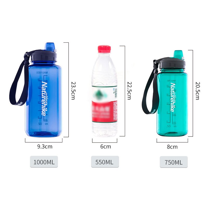 Naturehike Sports Bottle Portable 750-1000ml Wide Mouth Water Kettle Large Capacity Cycling Bottle Convenient