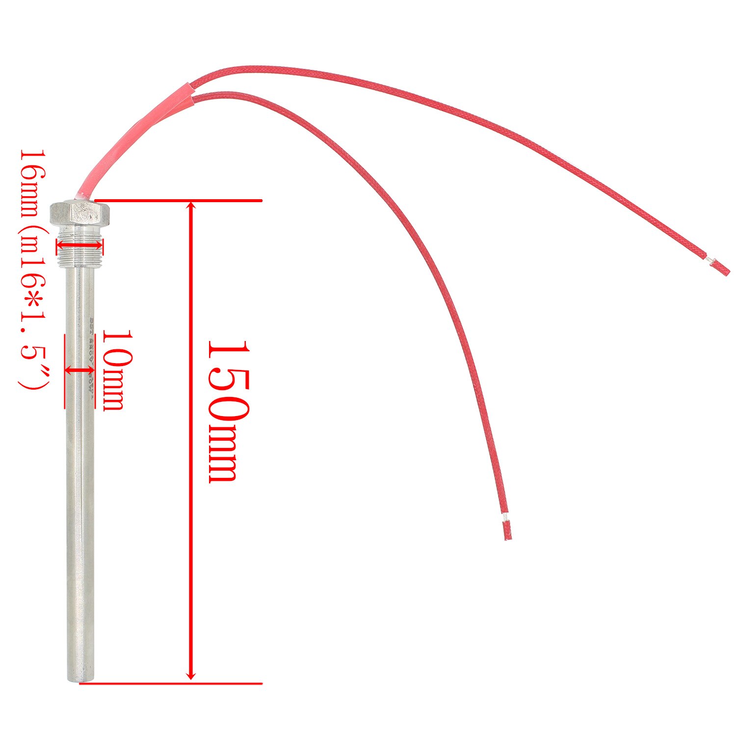 Glow Plug Igniter For Pellet Stoves - 280W, 3/8" Thread, 150mm Long (Fits Piazzetta, CS Thermos, Adler)