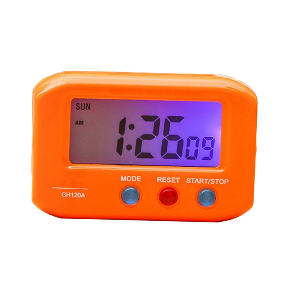 Battery Operated Mini Table Desk Clock Home Car Vehical Office Travel Clock: Orange