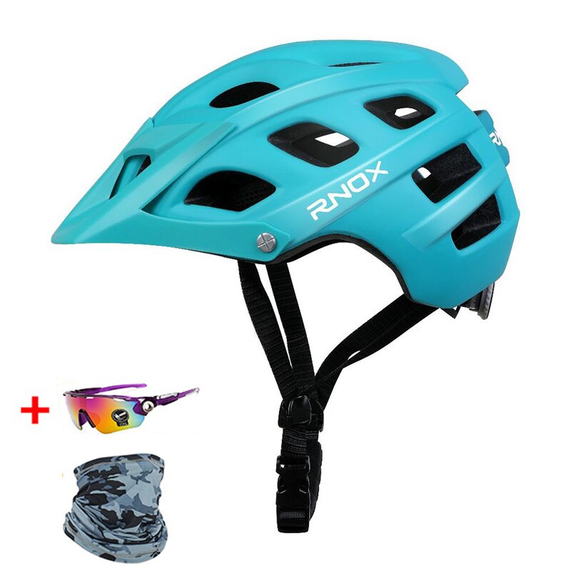 RNOX-casco de ciclismo ligero para hombre y mujer, gorra de seguridad transpirable en molde, para deportes al aire libre, equipo de bicicleta de montaña y carretera: blue 2