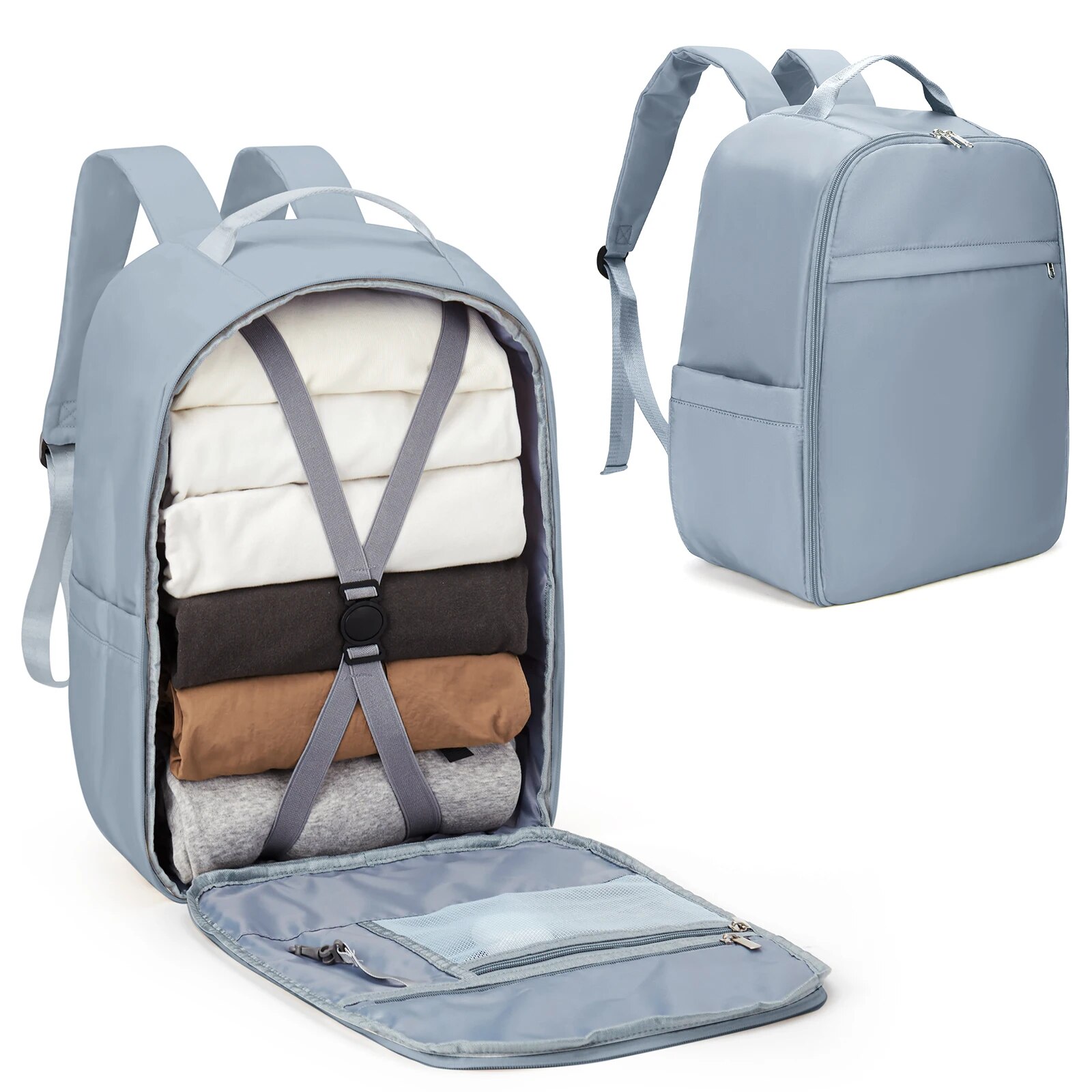 Likros Hand Luggage Backpack for Ryanair 40x20x25 Cabin Bag, Easyjet 45x36x20 Lightweight Aeroplane Carry-Ons Travel Backpack: 18 inches / Blue