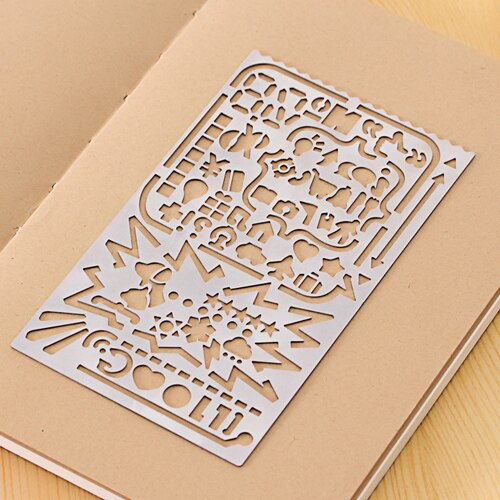 Diy Novelty Metal Hollow Ruler Cute Phone Square Shape Rulers for Kids Drawing Kawaii Item School Supplies: Design 2