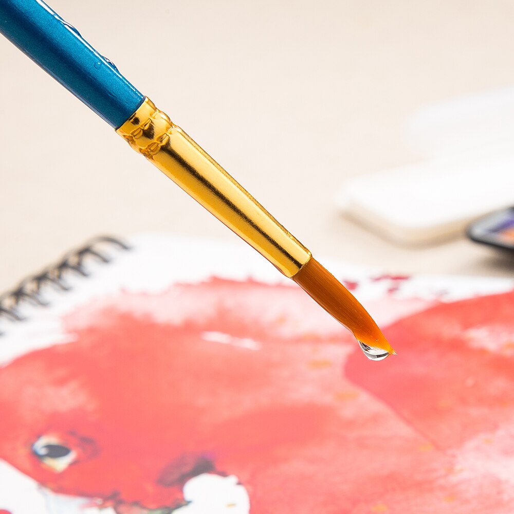 10Pcs/Set Nylon Watercolor Paint Brush Different Shape Acrylic Wooden Handle Point Tip Art Painting Brushes Stationery Supplies