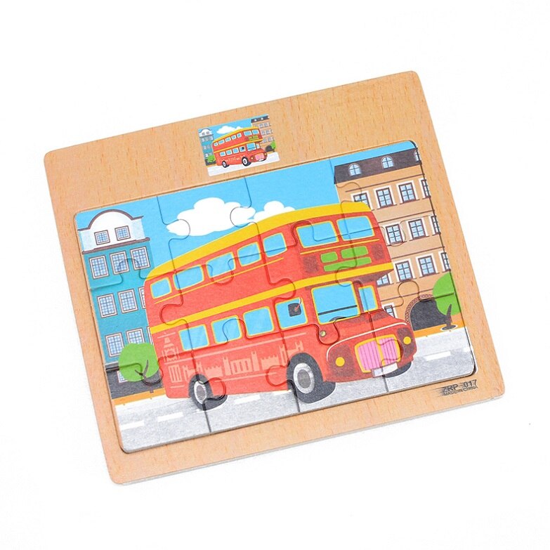 Bambino Giocattoli di Legno 3D Jigsaw Puzzle Di Cartone Animato Animale/Veicolo/Oceano/Dinosaur Puzzle Bus Puzzle Intelligenza Educativo Di Natale: 17