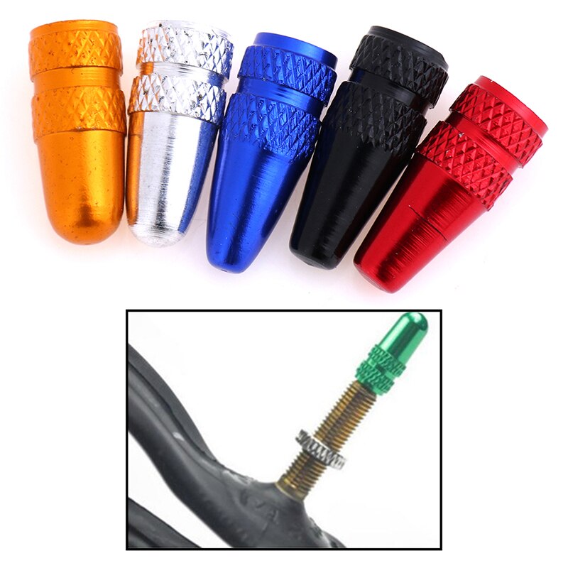 Tapón de válvula Presta para bicicleta, cubiertas de válvula de aire para llanta de rueda de montaña, de aluminio, a presión, antipolvo, 5 uds.