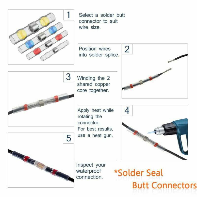 Butt Terminals Soldeer Seal Draad Waterdichte Warmte Krimpen Connector Metrische Buis