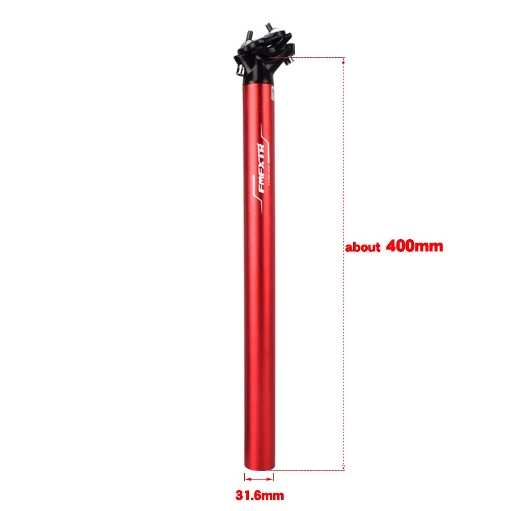 MTB Bicycle Seatpost 27.2/30.9/31.6mm*400mm Mountain Bike Seat Post Seat Tube Long Fixed Gear Seat Post Extension Bicycle Parts: 31.6X400mm Red