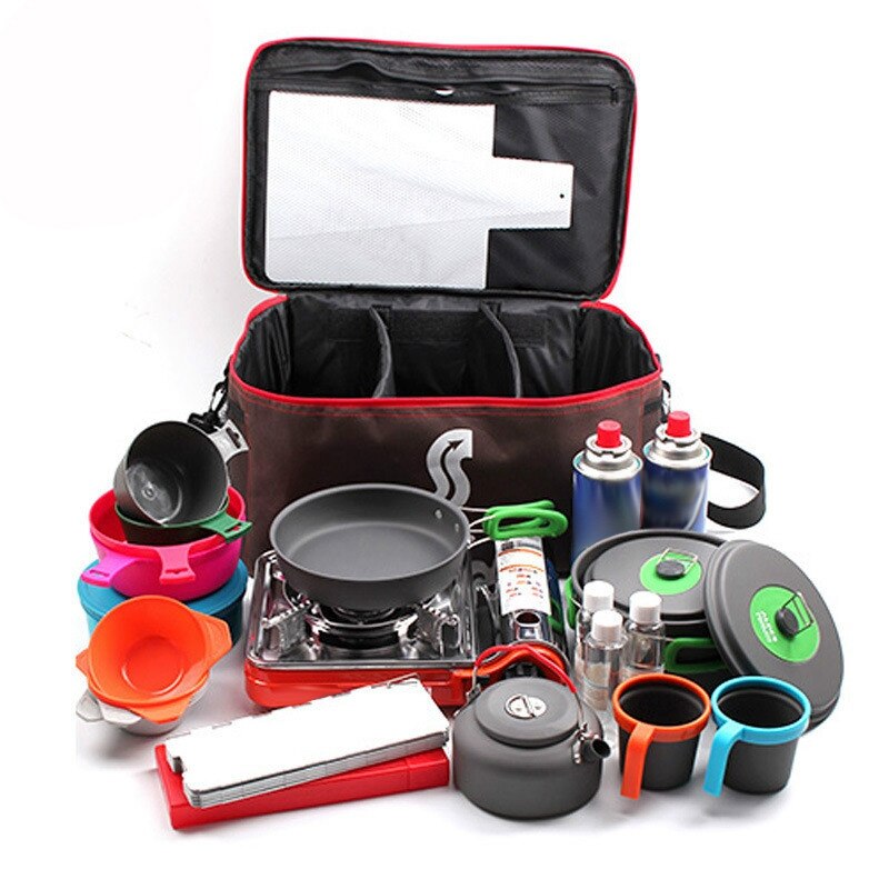 Sac de rangement des aliments Portable, Camping randonnée pique-nique, Camping sac de rangement des aliments Portable pique-nique sauvage vaisselle de table, batterie de cuisine en plein air, Pot de gaz Anti