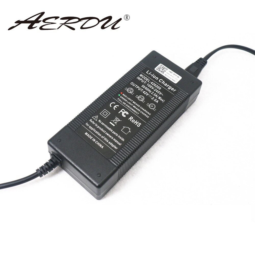 AERDU Lithium-ion Battery Charger - 42V 2A 100-240V AC DC Power Adapter - Fast Charging