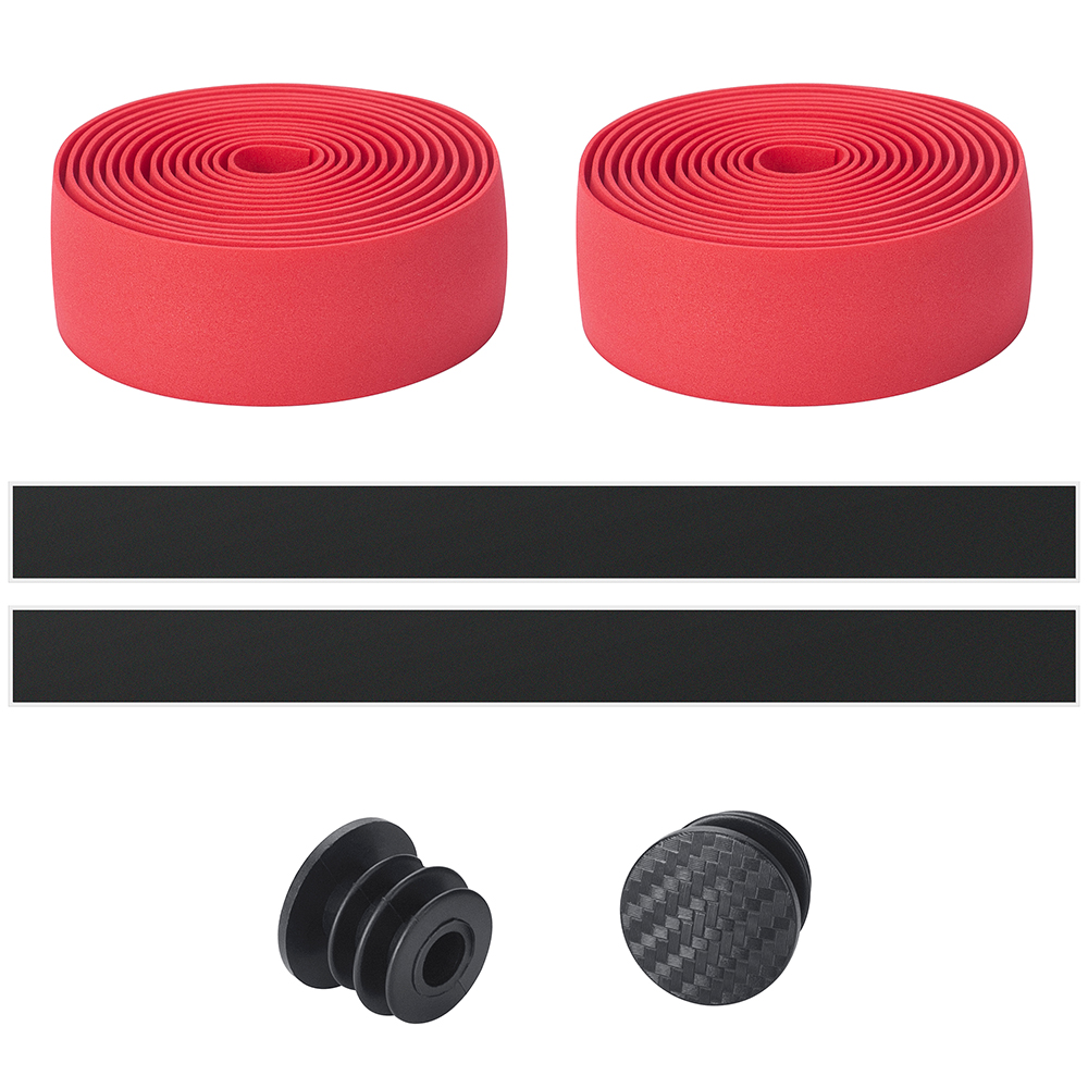 LINGMAI Fietsstuurlint Camouflage Antislip Demping Fietsen Racefiets Handvat Riem Wraps Met Bar End Pluggen: Rood