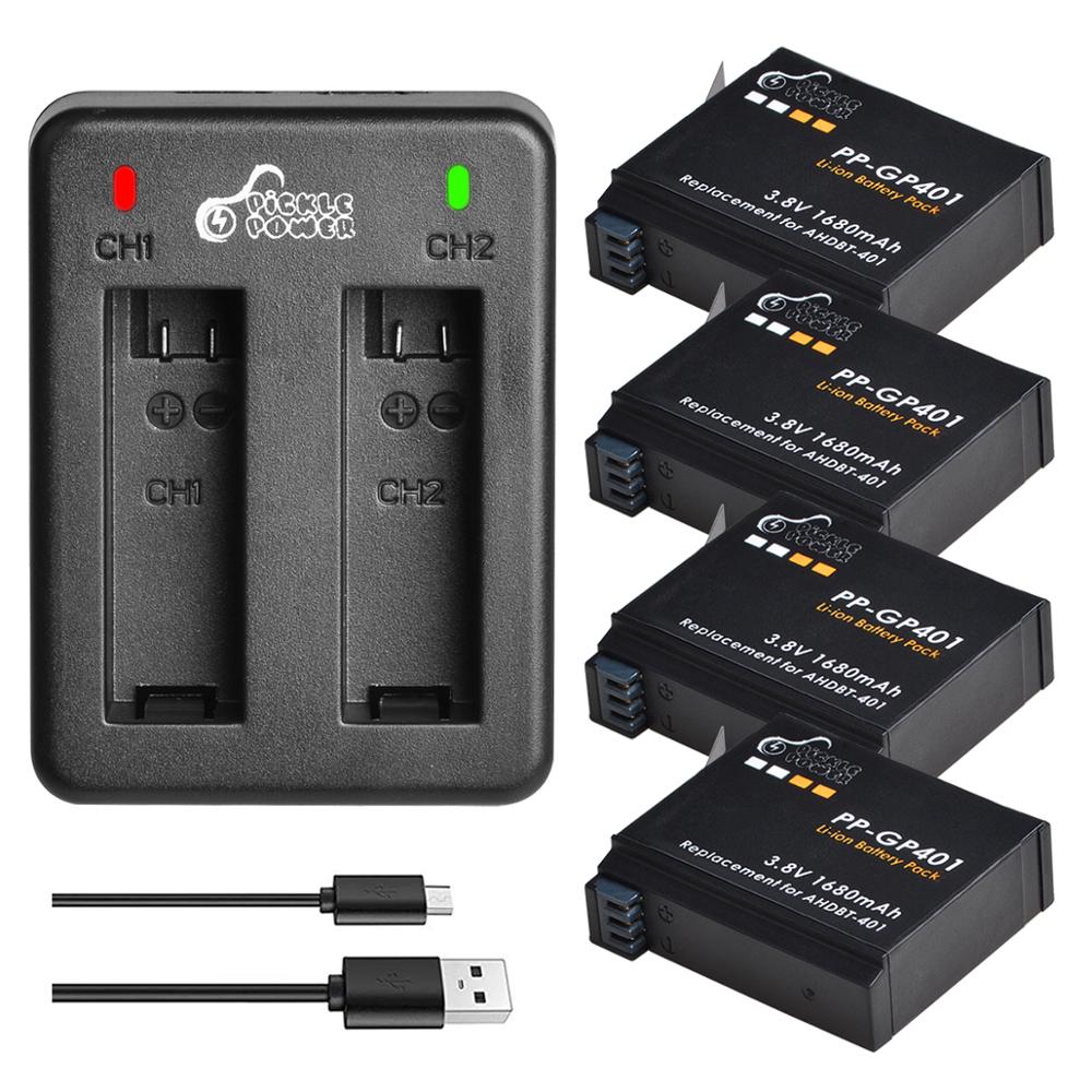 Batería y cargador para Go pro Hero 4 hero4, accesorios para Cámara de Acción GoPro HERO4 AHDBT-401: 4 battery 1 charger
