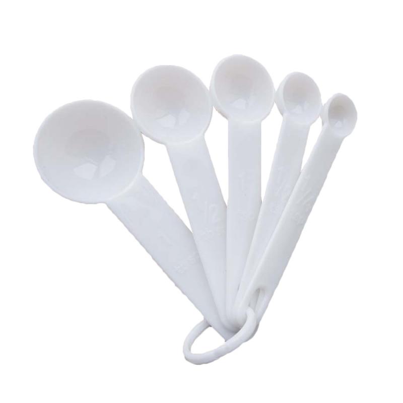 5 unids/set cuchara medidora de cocina, cucharadita de café, cucharada de azúcar, cocina, cocina, tazas medidoras, herramientas de cocina para hornear: white