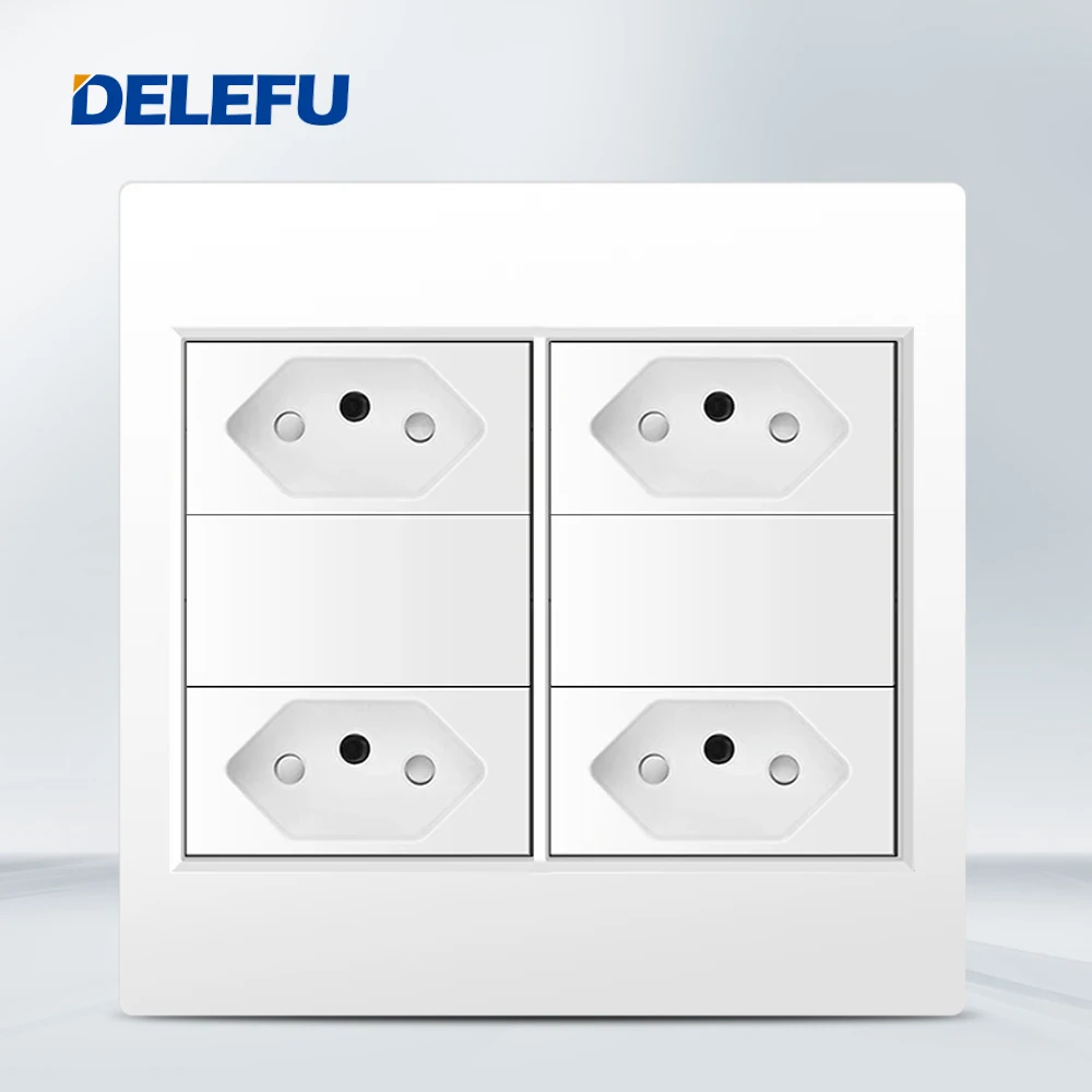 DELEFU 4x4 Fireproof PC Panel Brazil Standard Outlet Double USB Type C Wall Power Socket Light Switch Office White 10A 20A: 5.2M / Gold
