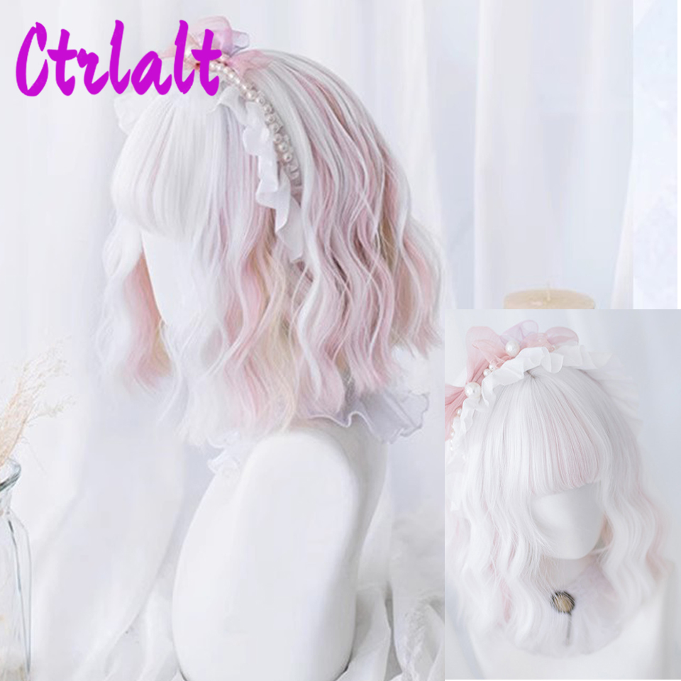Pelucas de pelo Natural sintético en capas para mujer, color negro y marrón, ondulado, para uso diario, con flequillo de cortina, resistente al calor: #24