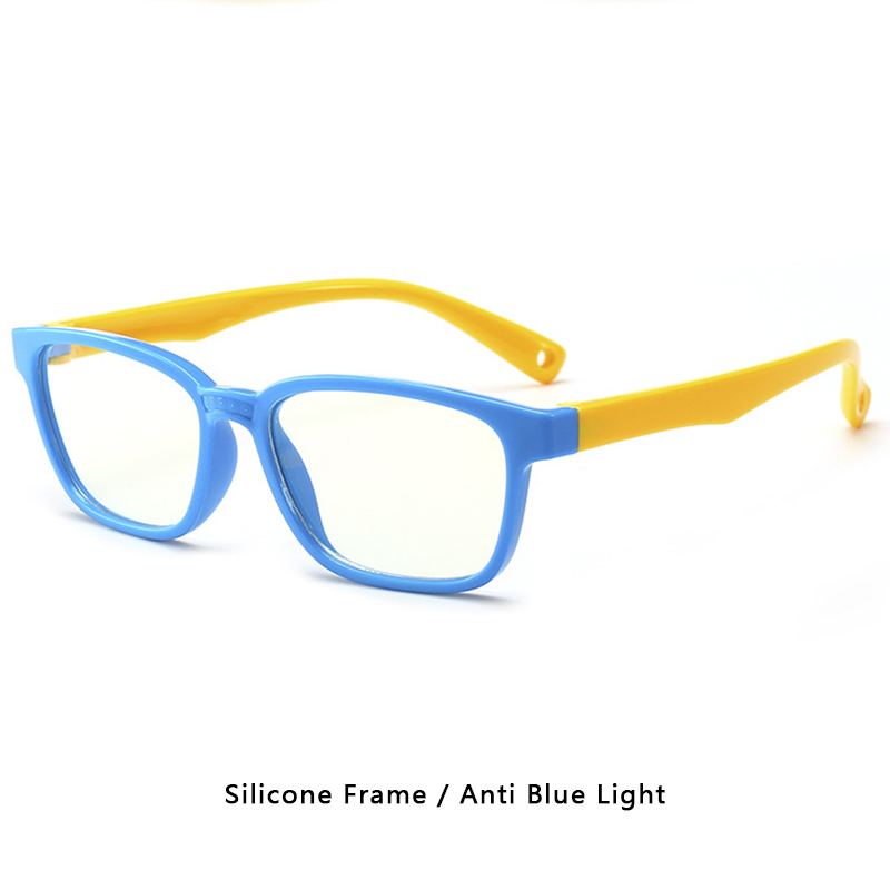 Blue Light Blocking Glasses Kids TR90 Flexible Ultralight Computer Gaming Prescription Glasses Boy Girl Child UV400: C11Blue Yellow