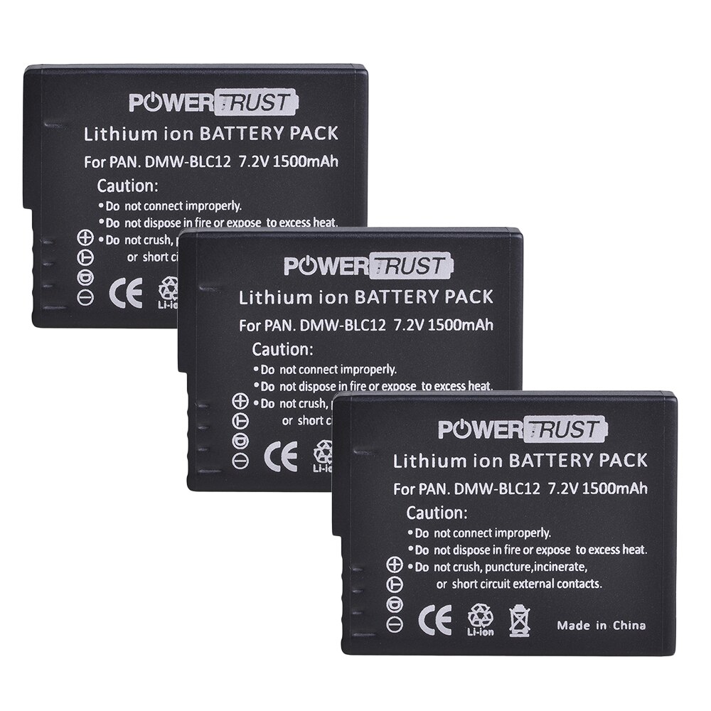 PowerTrust DMW-BLC12 DMW-BLC12E Batterie + LCD USB Dual Ladegerät für Panasonic Lumix DMC-FZ200,FZ300,FZ1000,FZ2500, g5, G6,G7,GX8: 3Batterie