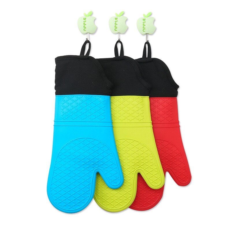 Guantes de silicona resistentes al calor para horno, manoplas gruesas antideslizantes sólidas para cocinar a la parrilla y hornear, 1/2 Uds.