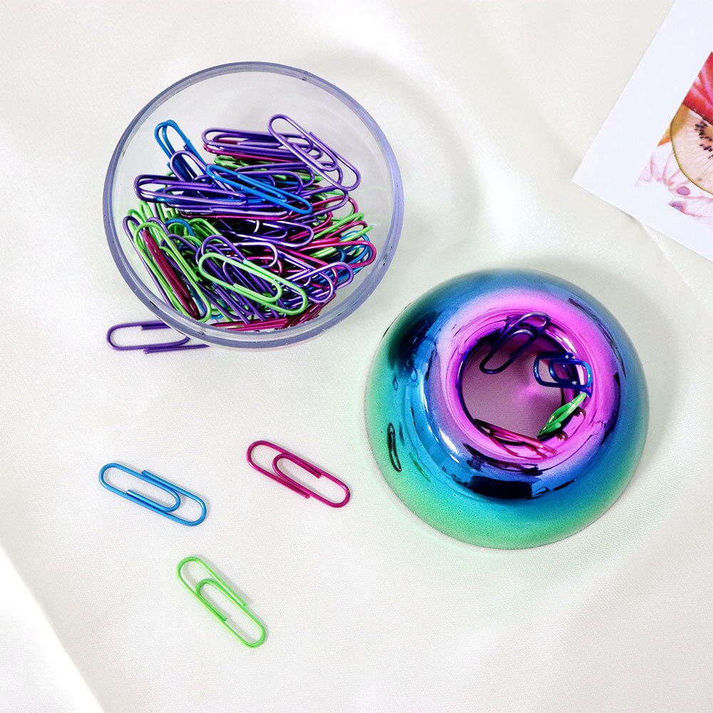 Kleurrijke Paperclips In Clear Acryl Paperclip Dispenser Houder Met Magnetische Deksel Voor Office School Bureau Organizer Supplies