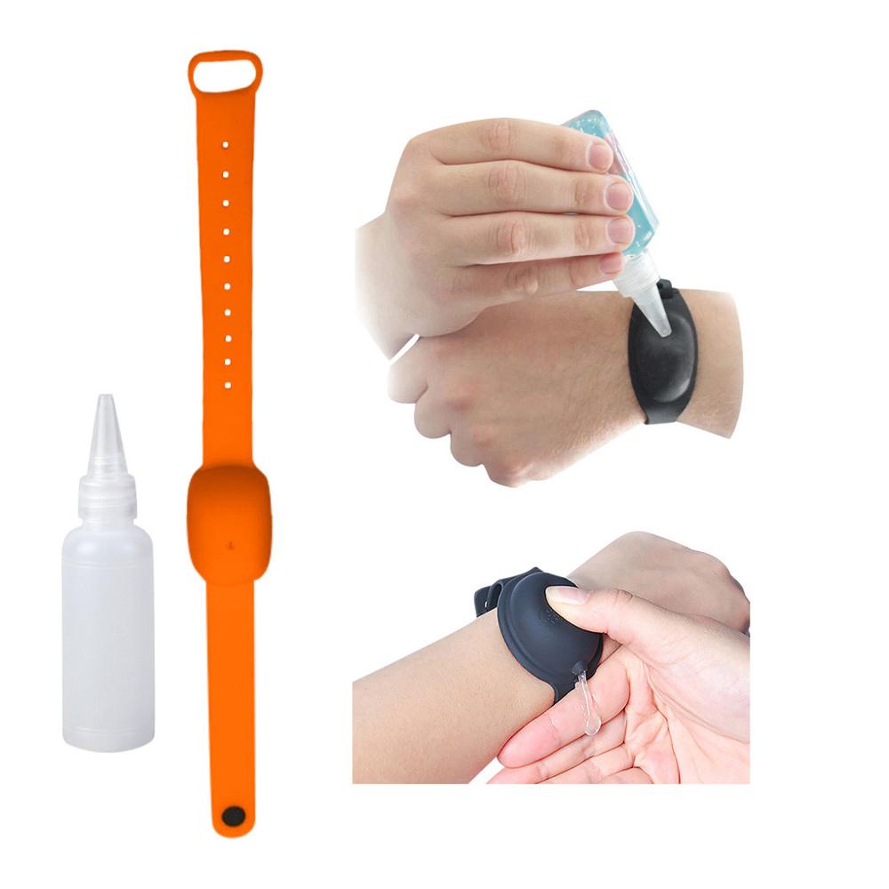 10ML Wearable Portable Refillable Bottles Wristband Hand Dispenser Soap Bracelet Refillable Bottles Hand Sanitizer Dispenser: orange