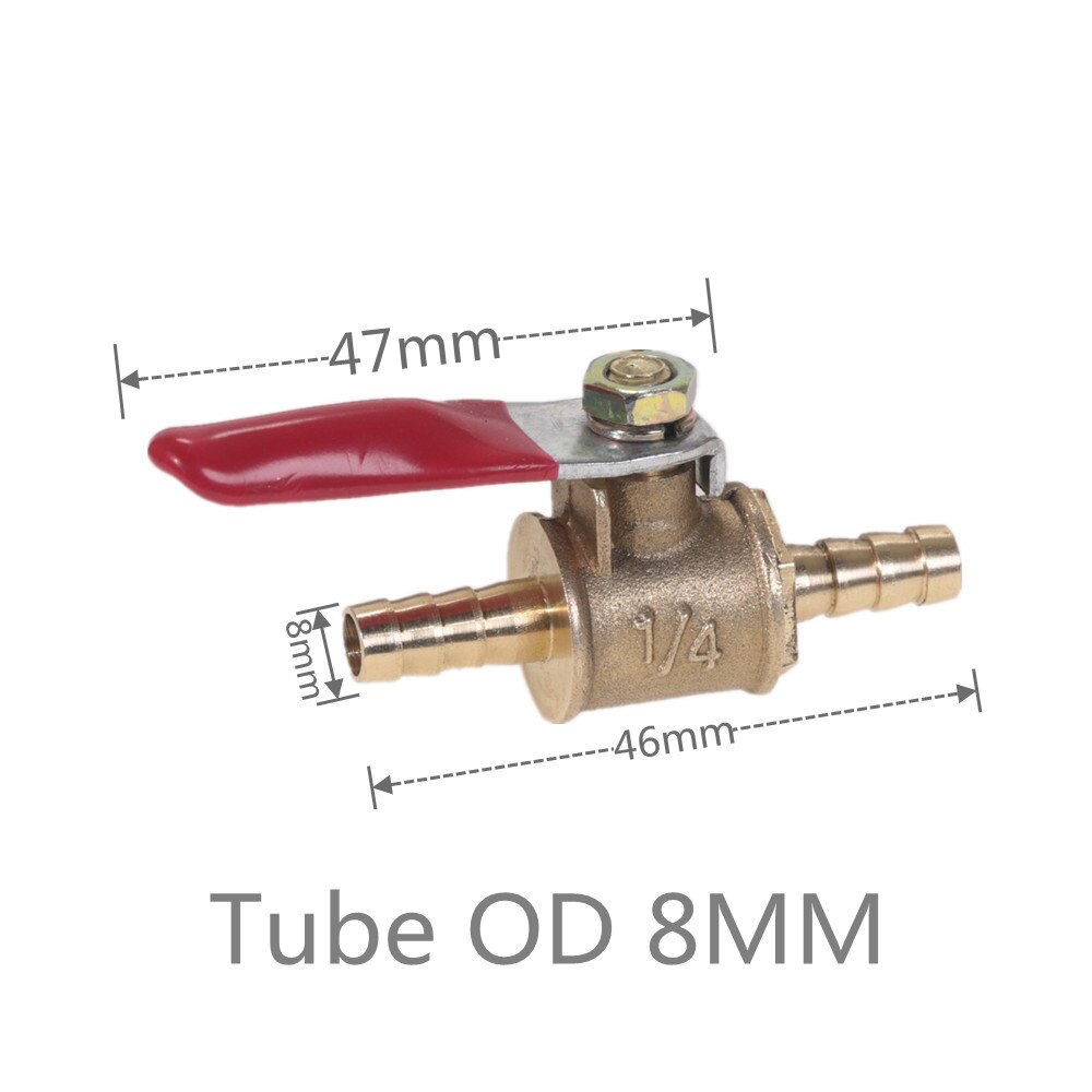 6mm-12mm slange modhager inline messing vand olie luft gas brændstof linje afspærring kugleventil rørfittings: Rør  od 8mm