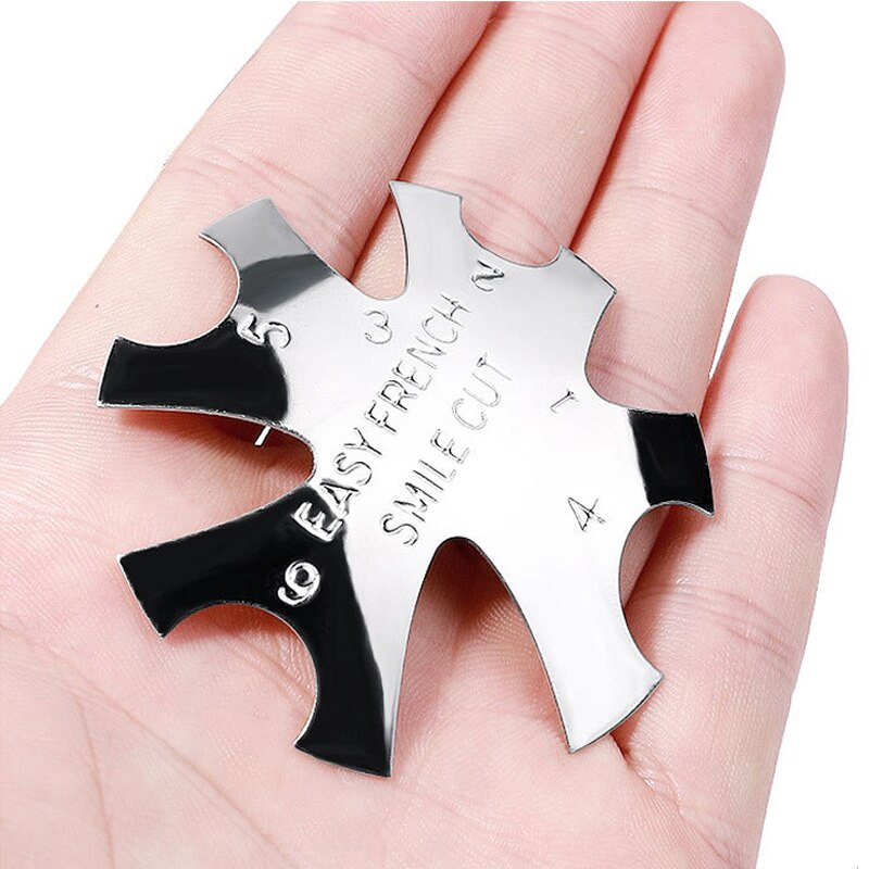 Pro 12 Style Easy French Smile Cut V Line Edge Trimmer Nail Cutter Almond Nail Stencil Styling Mold French Manicure Tools