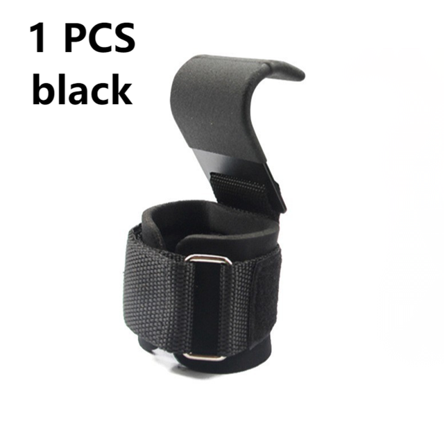 Weightlifting Hooks Grips Gym Fitness Heavy Duty Wrist Wraps Support Dumbbell Power Workout Weight Lifting Hook Glove W/ Coating: 1 pcs black