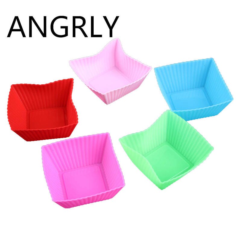 ANGRLY 10pcs Multi-color Silicone Cake Muffin Cupcake Mold Round Shape Baking Mould: 7