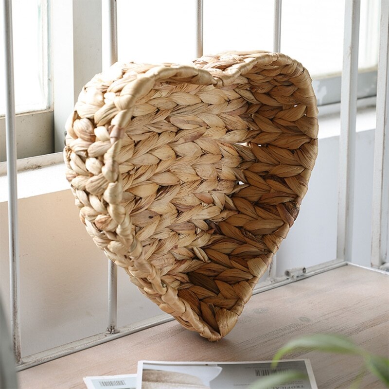 Heart Basket Tray in Heart Shape Braided Seagrass Water Hyacinth