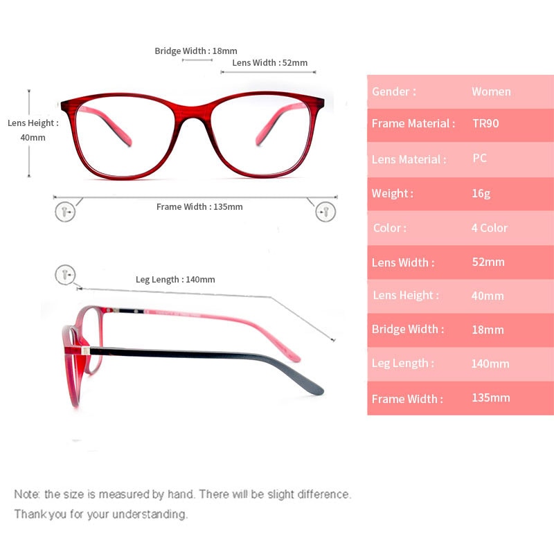 LUCIDIE Ladies Square Glasses Frames for Women TR90 Frame Optical Men Eyewear Computer Glasses