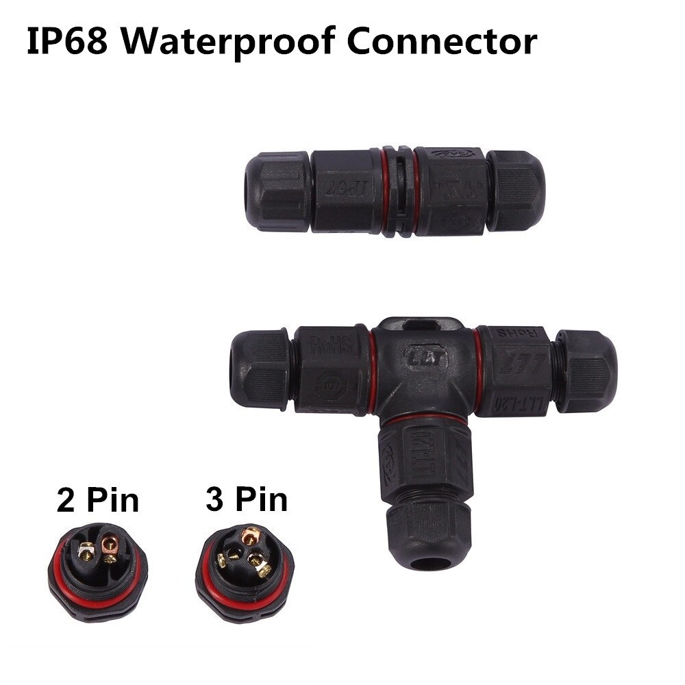 6MM 8MM 10MM Waterproof Cable Connector IP68 Wire Outdoor Electrical Terminal LED Adapter 2pin 3pin I T Cross Shape Connector